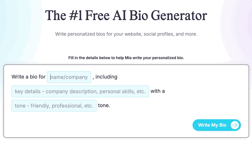 Free AI bio generator