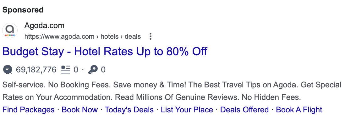 Advertising Headline Google Ads: using numbers example