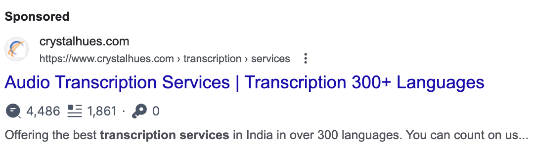 Advertising Headline Google Ads: using numbers example